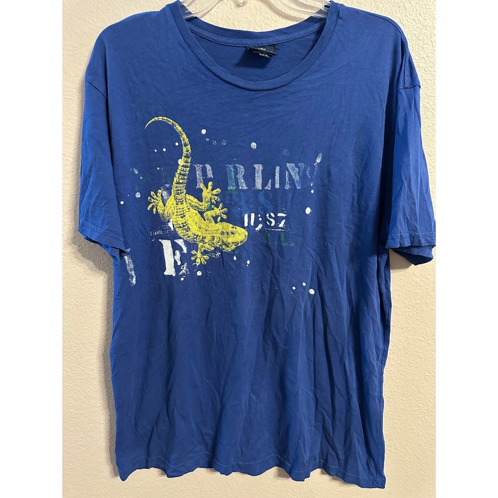 Polo by Ralph Lauren Blue T Shirt Lizard Graphic Cotton Mens Large